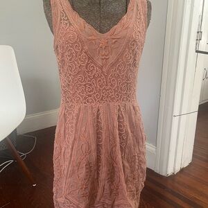 Yoana Baraschi Lace Mini Dress in Coral